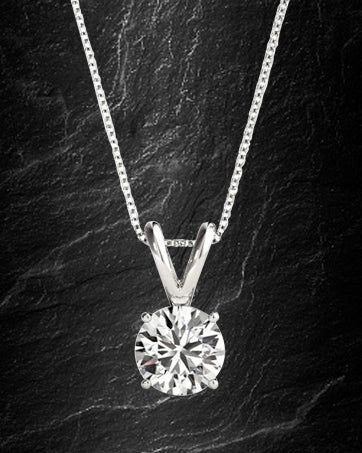 Lab Grown Diamond Solitaire Stud Pendant Necklace in Gold