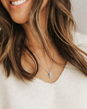 Lab Grown Diamond Solitaire Stud Pendant Necklace in Gold