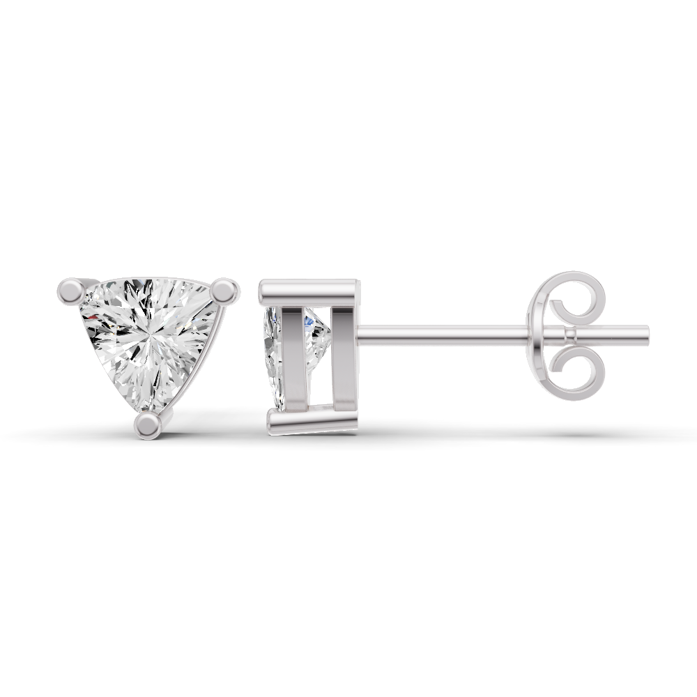 Lab Grown Trillion Shape Diamond Solitaire Earrings with Prong Setting