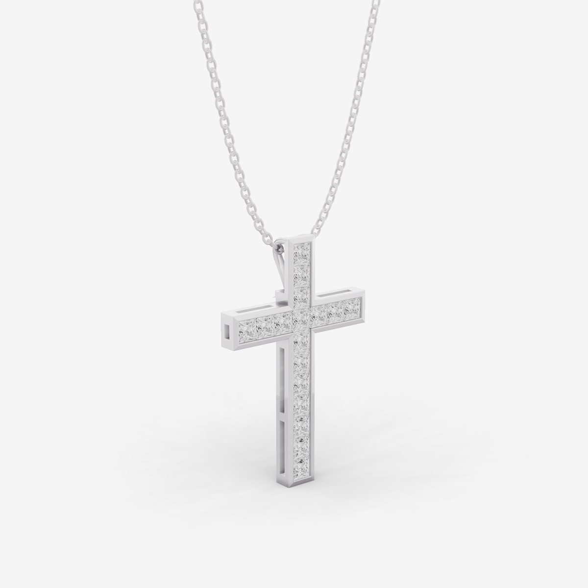 Princess Diamond Bezel Pendent in 14K WG