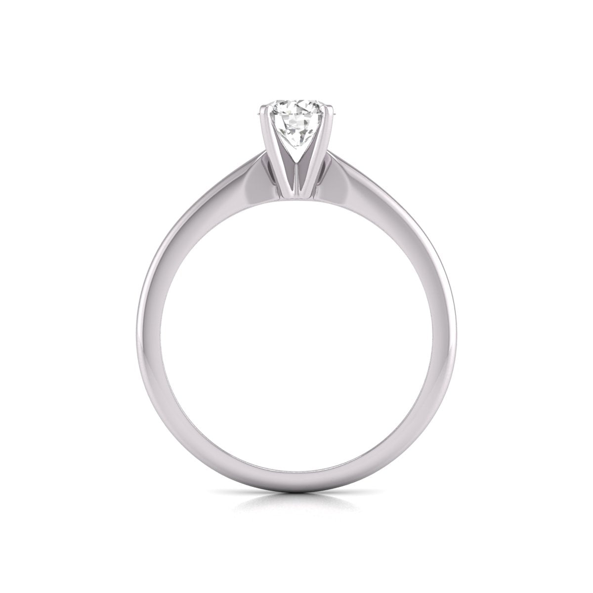 0.10 Carat Round Lab Grown Diamond Solitaire Ring with 4 Prong Settings - 14K White Gold