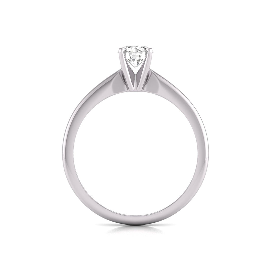 0.10 Carat Round Lab Grown Diamond Solitaire Ring with 4 Prong Settings - 14K White Gold