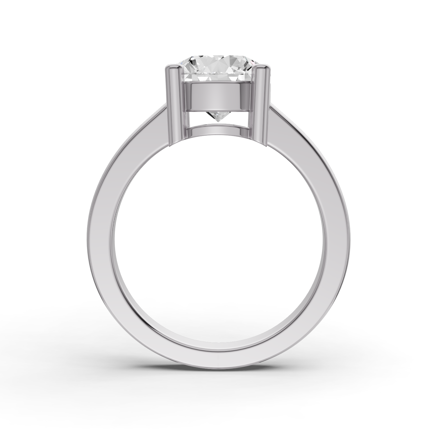 Round Cut Lab Grown Diamond Basket Regular Shank Solitaire Ring - 14K White Gold