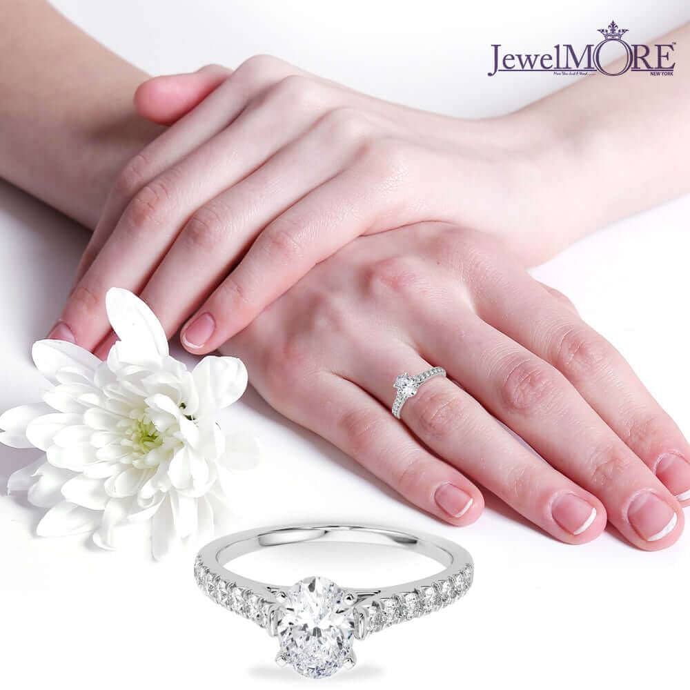 Oval and Round Diamond Engagement Ring