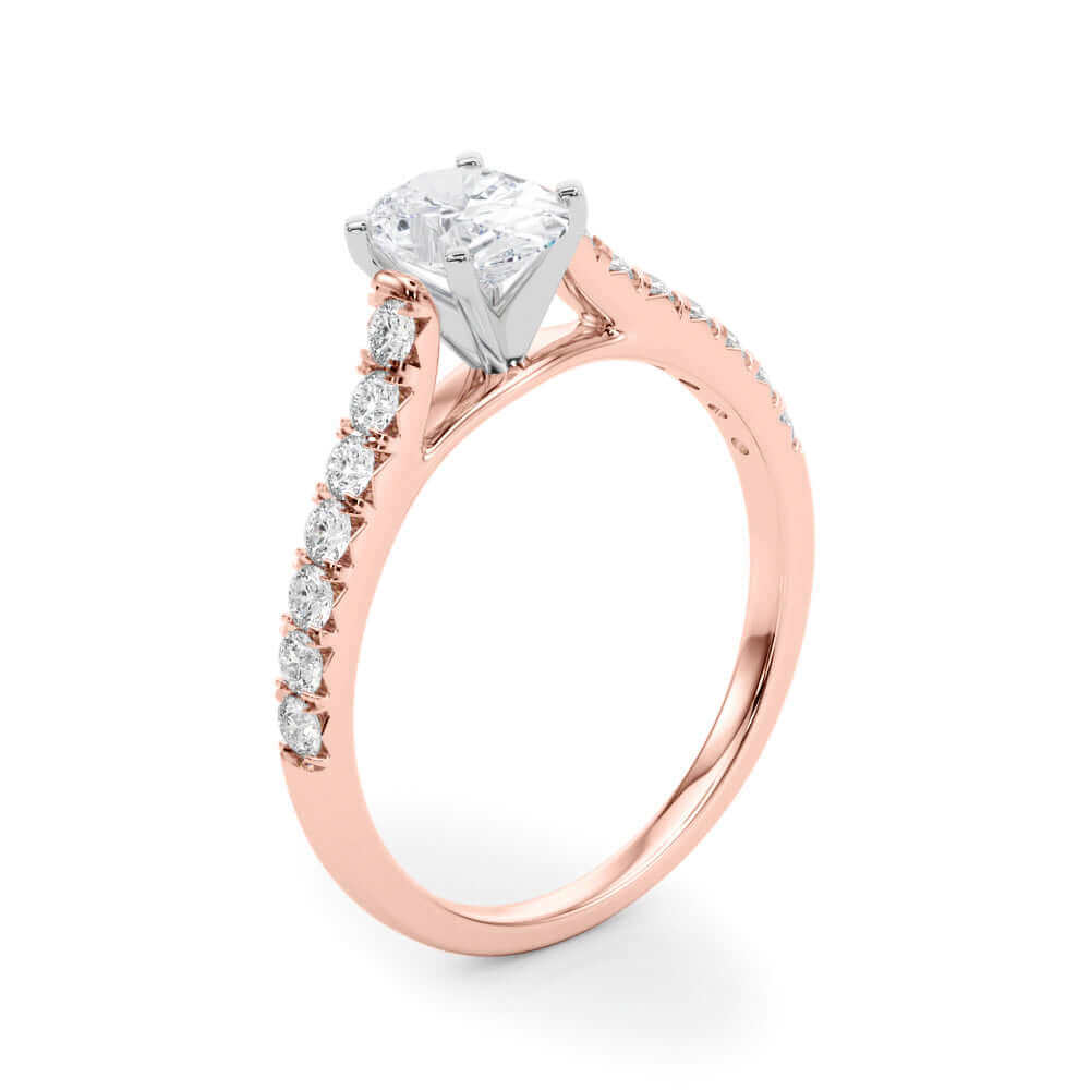 Oval and Round Diamond Engagement Ring