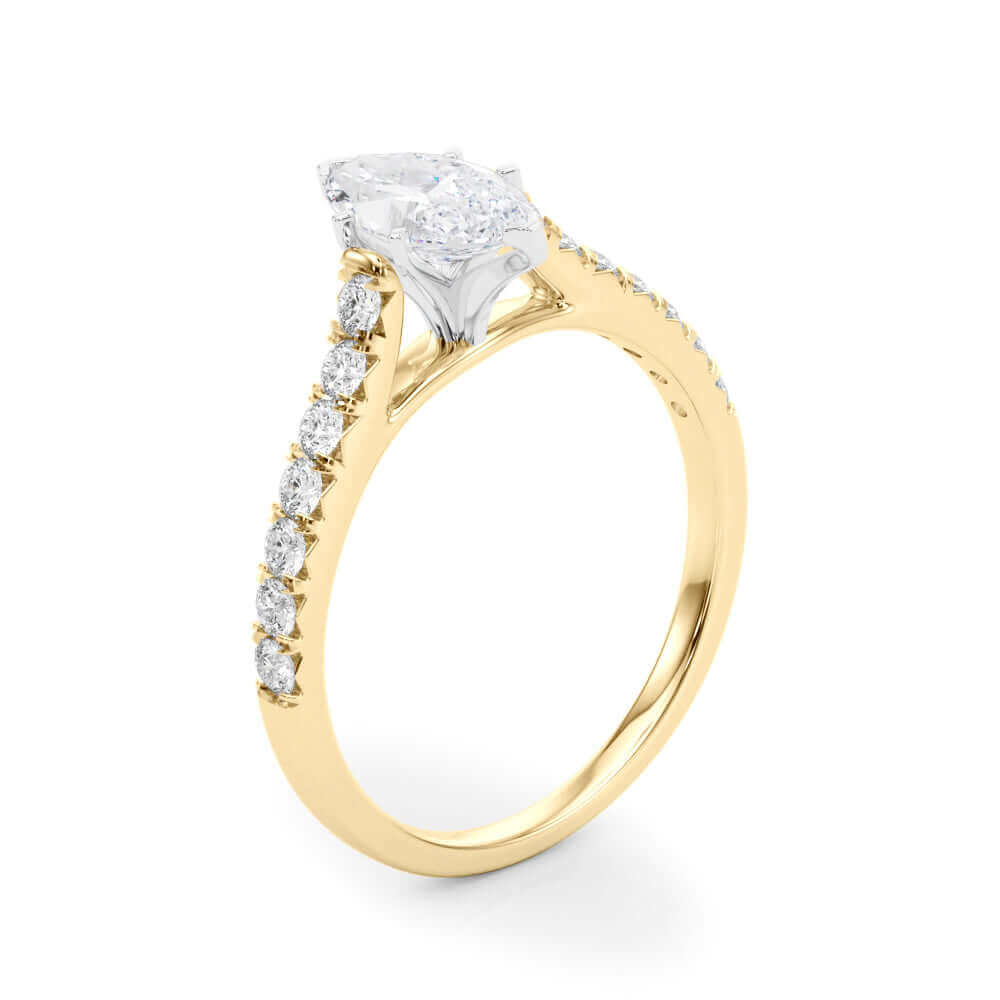 2 Carat Round & Marquise Lab Grown Diamond Engagement Ring for Women