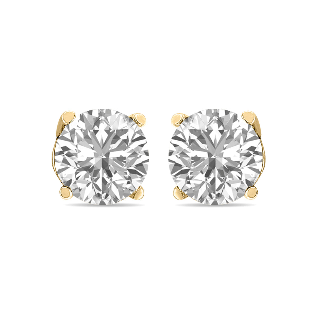 Round Lab Grown Diamond Solitaire Stud Earrings with Basket Setting Screwbacks