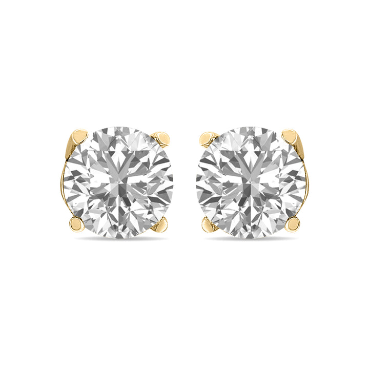 Round Lab Grown Diamond Solitaire Stud Earrings with Basket Setting Screwbacks