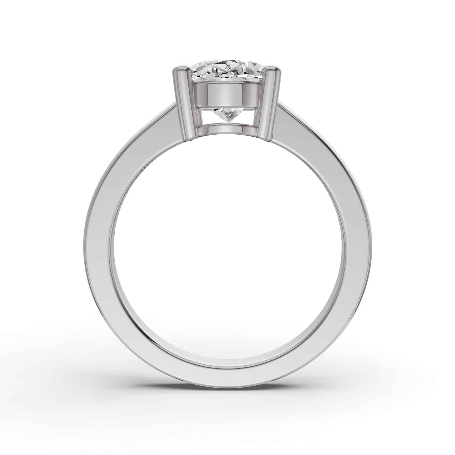 Oval Cut Lab Grown Diamond Basket Regular Shank Solitaire Ring - 14K White Gold