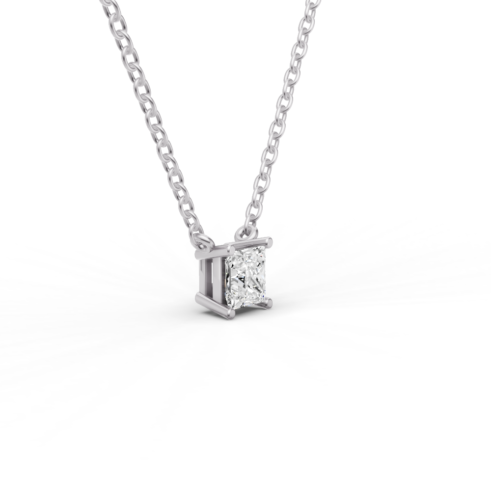 Lab Grown Floating Princess Cut Diamond Solitaire Pendant