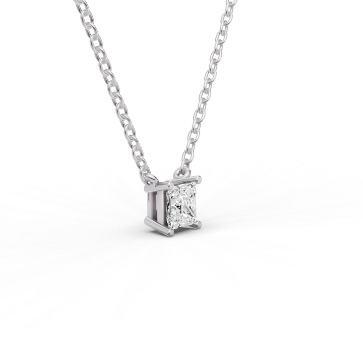 Lab Grown Floating Princess Cut Diamond Solitaire Pendant