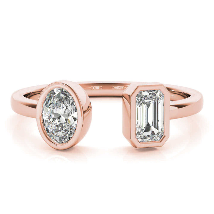 Toi Et Moi Oval and Emerald Cut Diamond Ring for Women