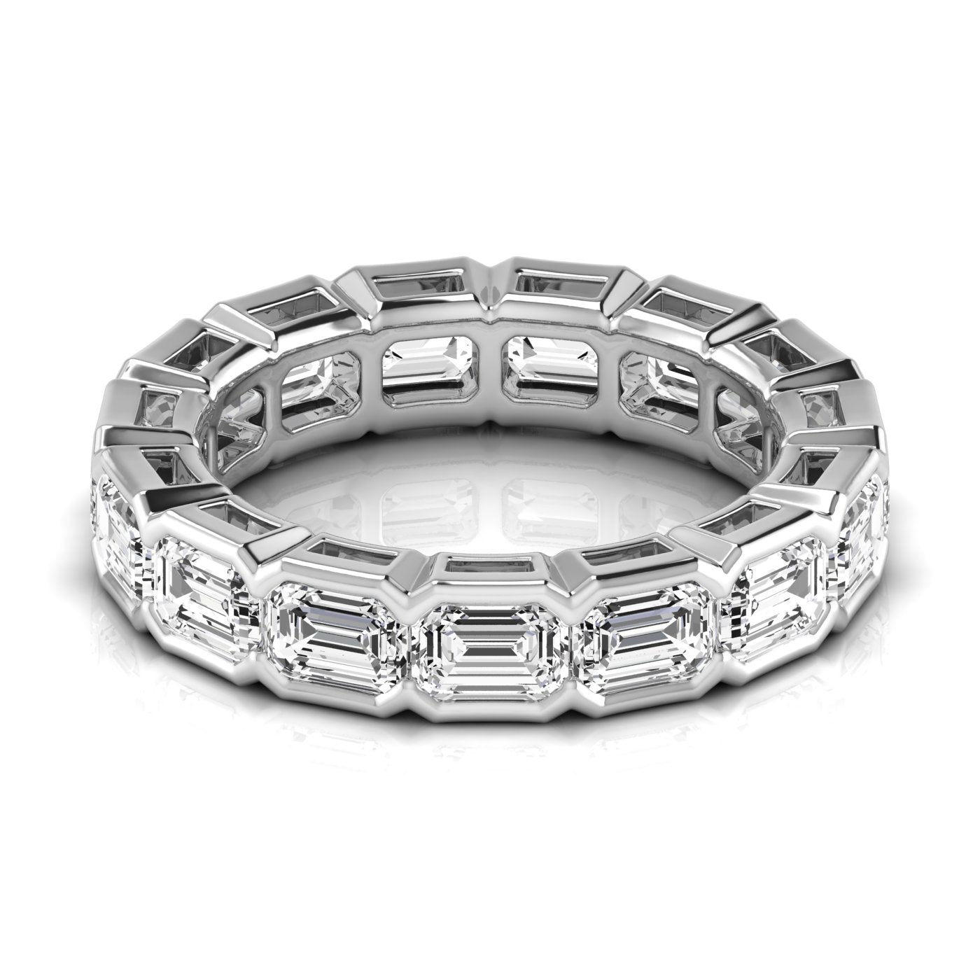 Jewels by Ray Dimoand 14K Gold East-West Half Bezel Emerald Cut Lab Grown Diamond Eternity Band | 14K Gold, Stone Size-0.33 | E-F Color, VS-SI Clarity | 30 Day Free Return