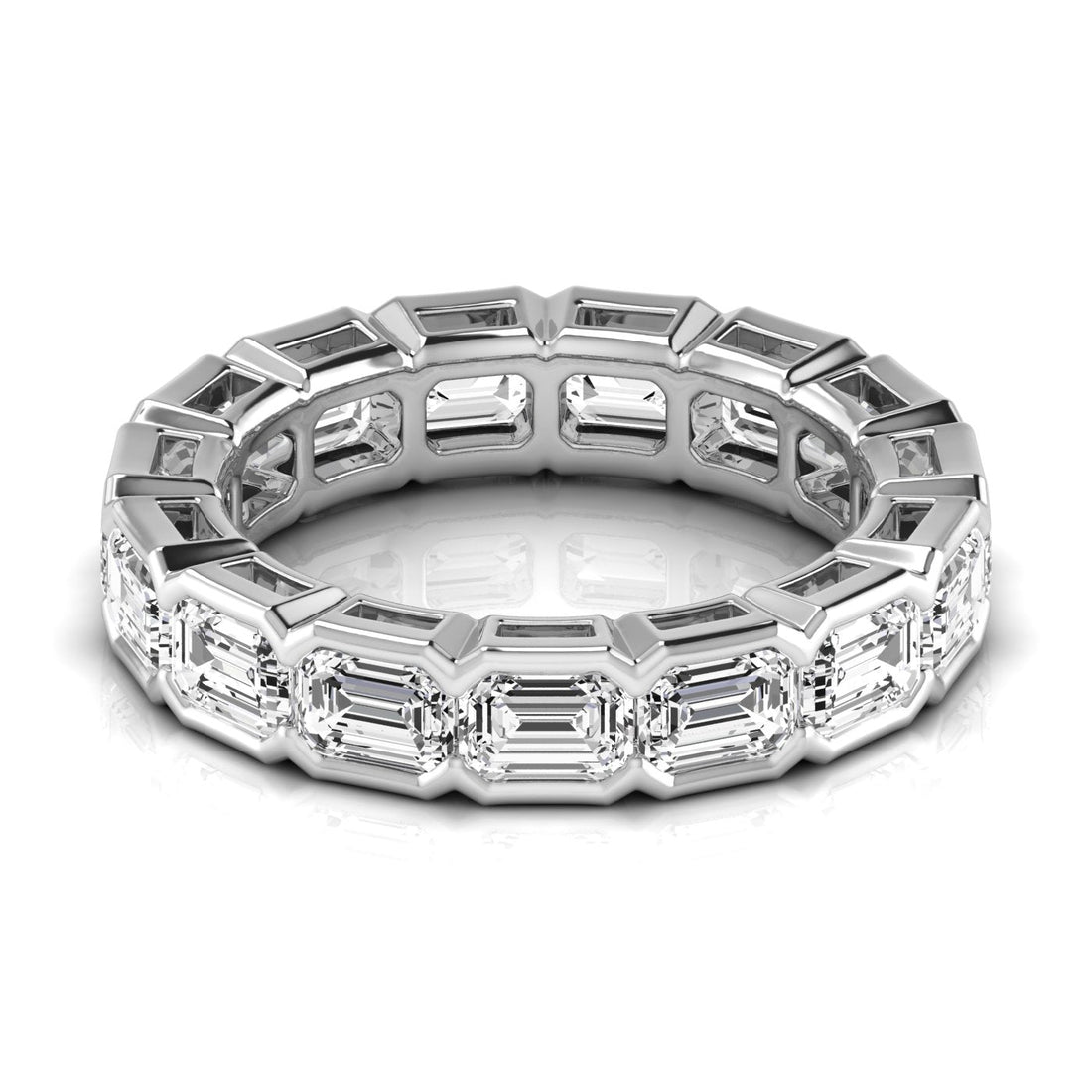 Jewels by Ray Dimoand 14K Gold East-West Half Bezel Emerald Cut Lab Grown Diamond Eternity Band | 14K Gold, Stone Size-0.33 | E-F Color, VS-SI Clarity | 30 Day Free Return