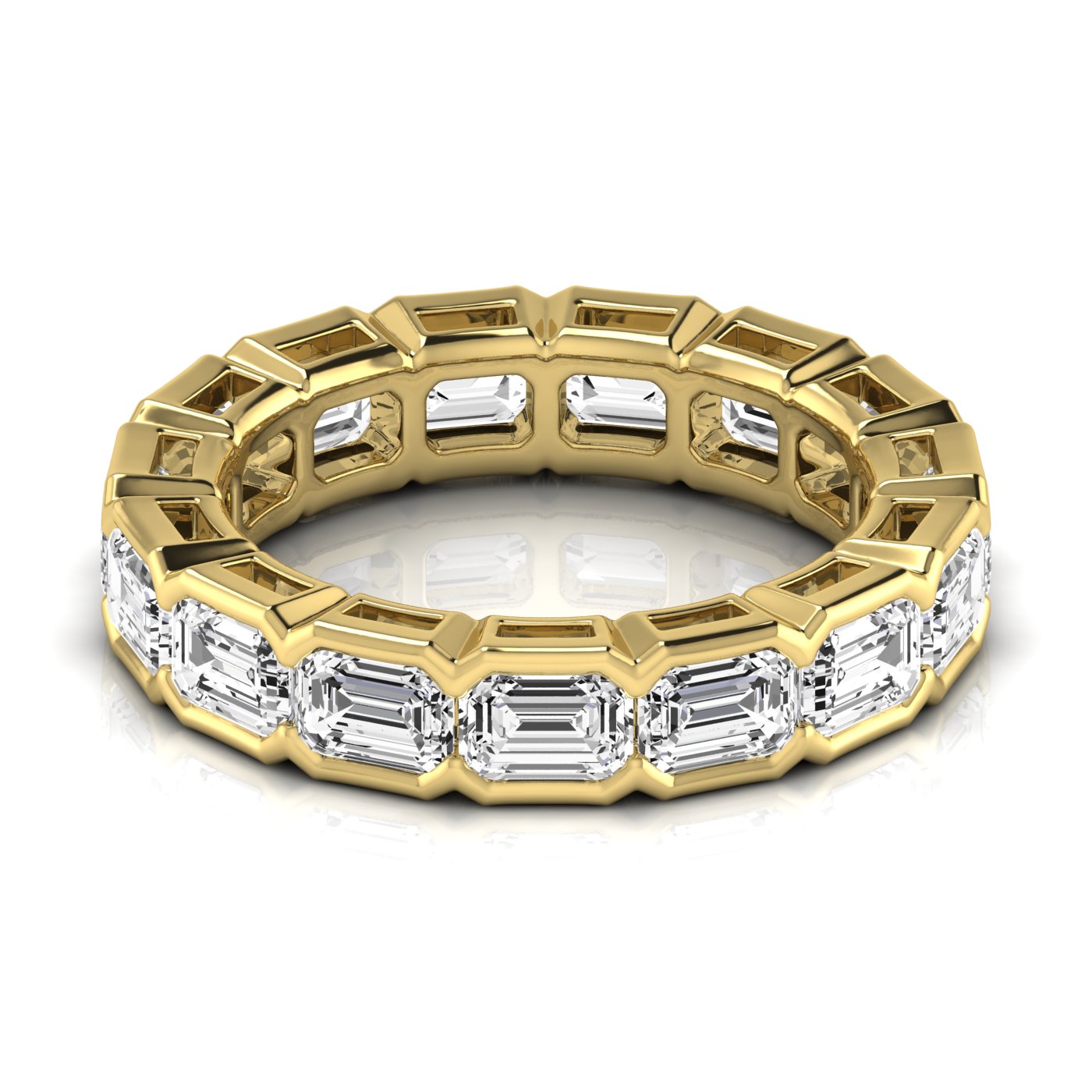 Jewels by Ray Dimoand 14K Gold East-West Half Bezel Emerald Cut Lab Grown Diamond Eternity Band | 14K Gold, Stone Size-0.33 | E-F Color, VS-SI Clarity | 30 Day Free Return