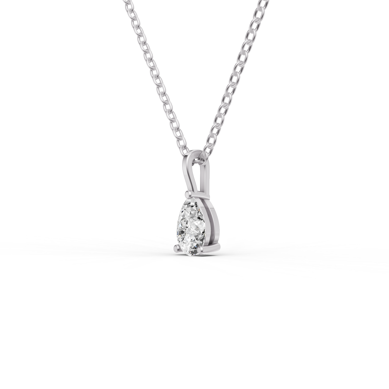 Lab Grown Pear Shape Diamond Solitaire Pendant with Bail