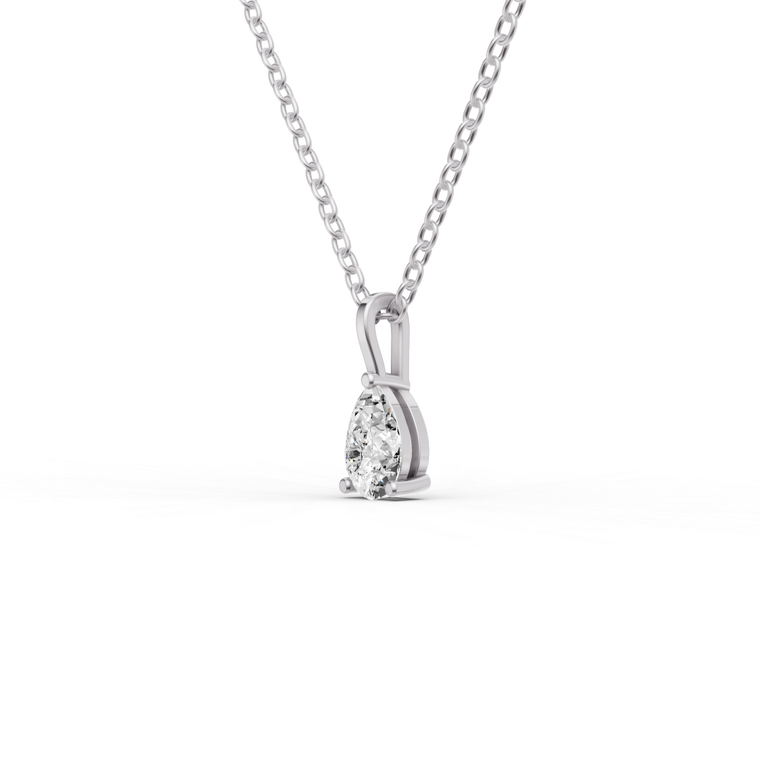 Lab Grown Pear Shape Diamond Solitaire Pendant with Bail