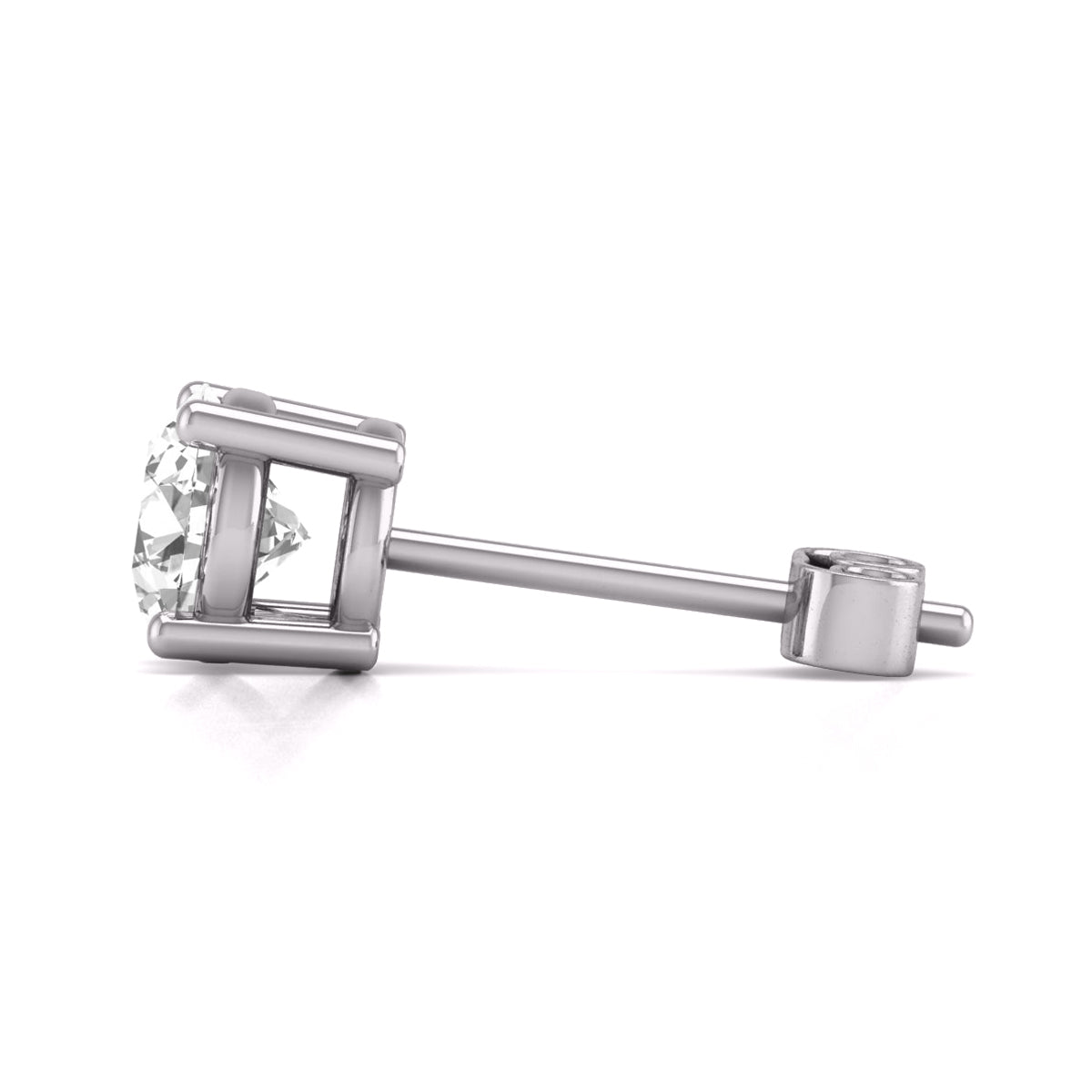 Round Lab Grown Diamond Solitaire Stud Earrings with Basket Setting Pushbacks