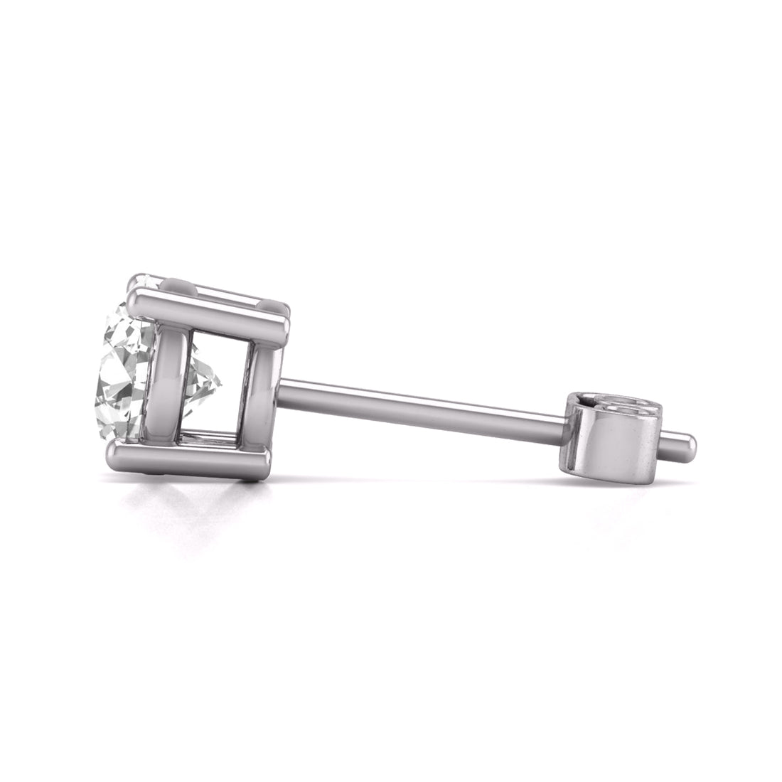 Round Lab Grown Diamond Solitaire Stud Earrings with Basket Setting Pushbacks