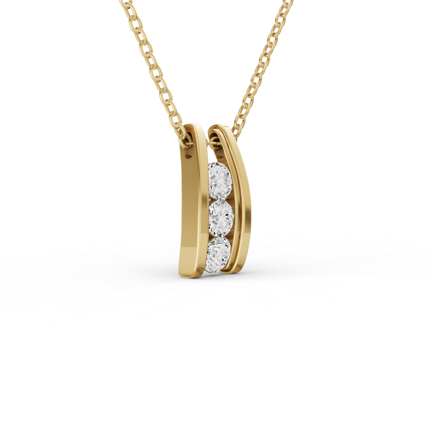 Round Lab Grown Diamond Three Stone Ladder Pendant With Channel Setting
