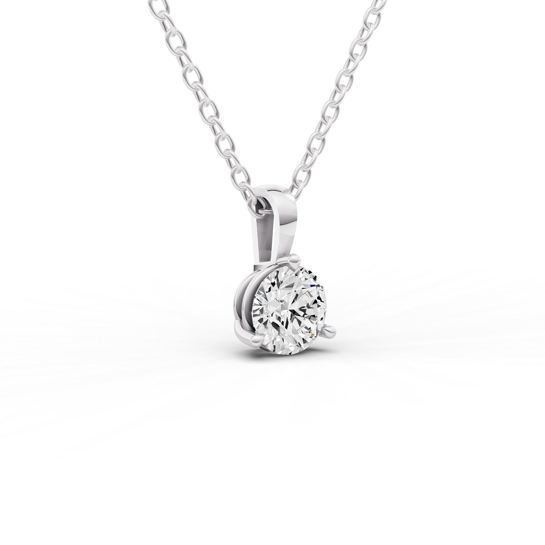 3 Prong Martini Lab Grown Diamond Solitaire Pendant