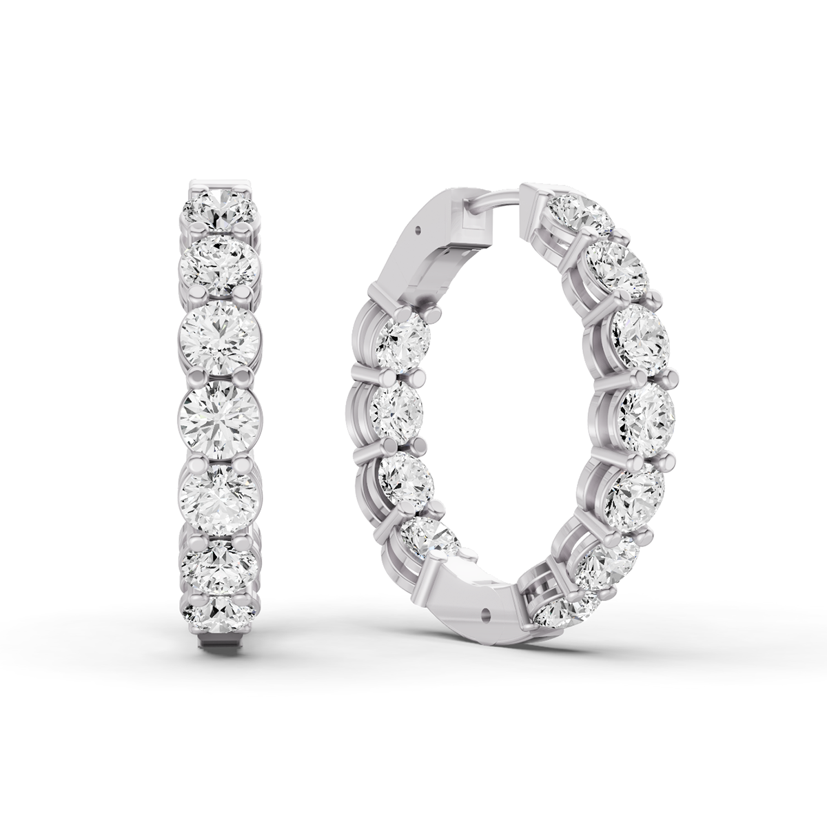 TW  Lab Grown Diamond Round Shape In & Out Hoop Earrings