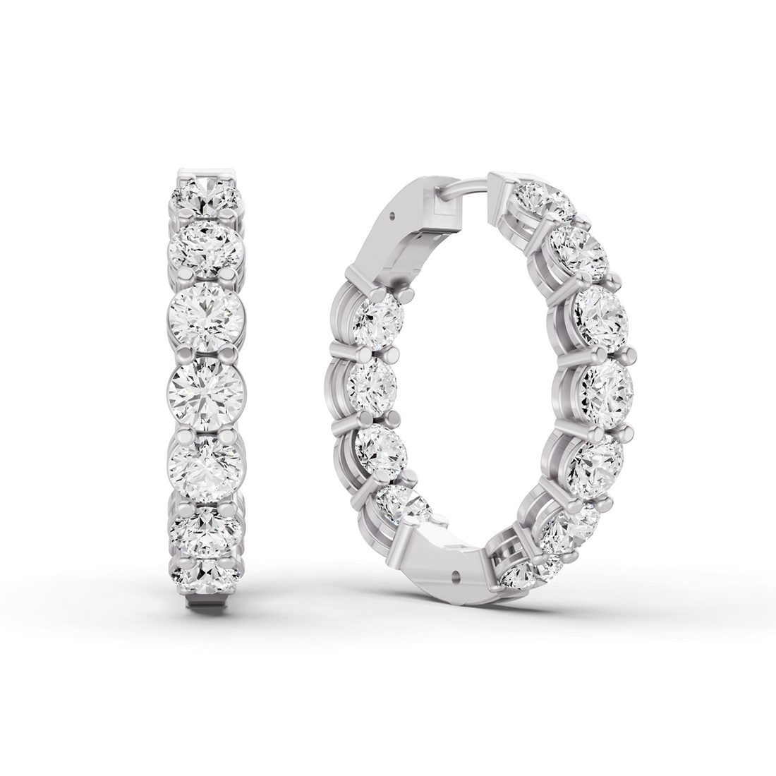 TW  Lab Grown Diamond Round Shape In & Out Hoop Earrings