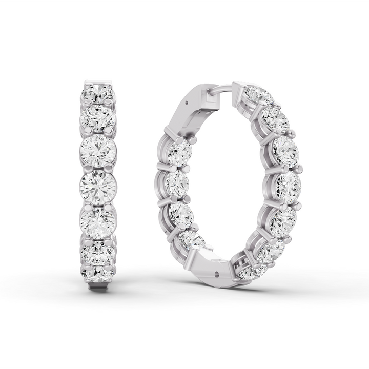 TW  Lab Grown Diamond Round Shape In & Out Hoop Earrings