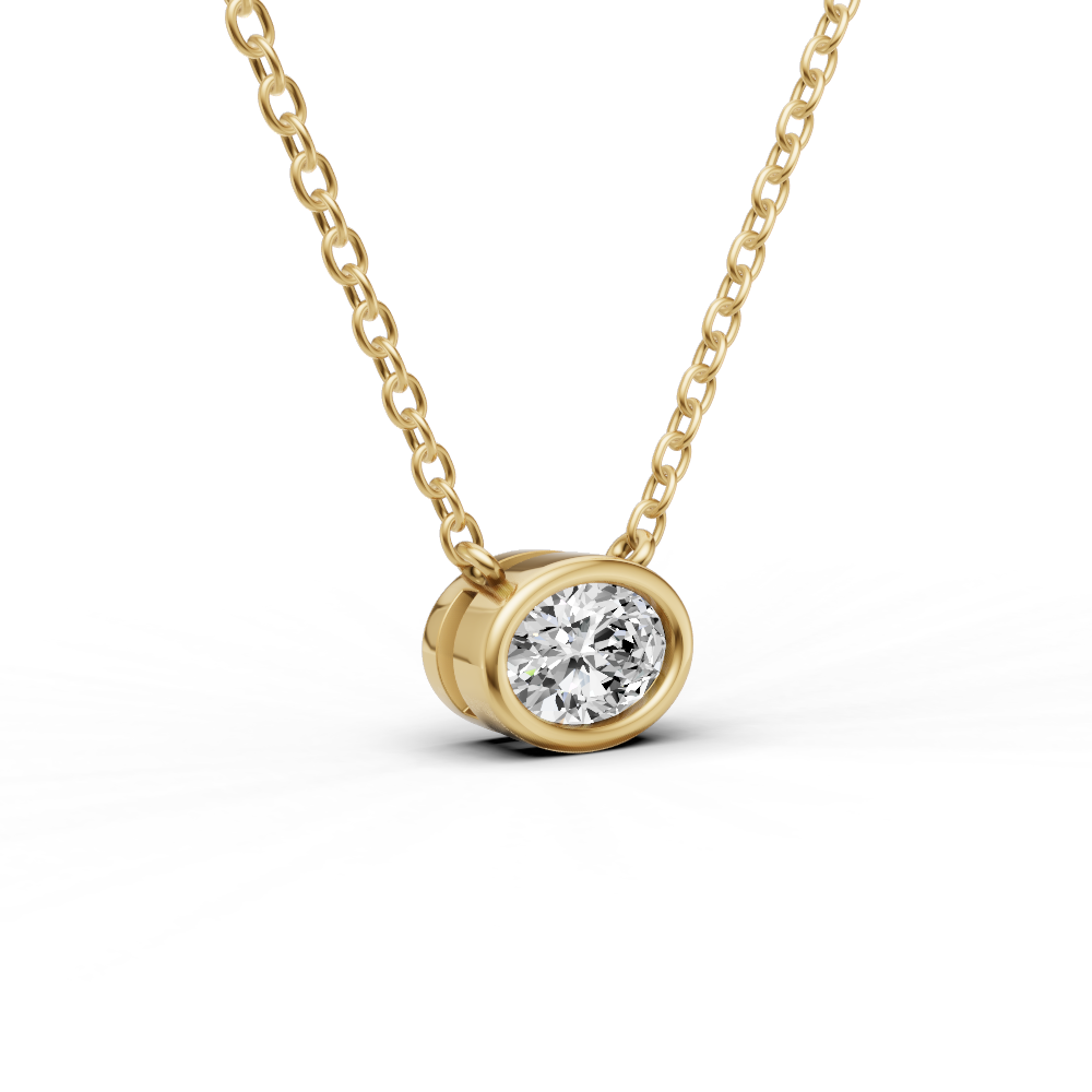 Lab Grown Oval Shape Diamond Solitaire Pendant with Bezel Setting
