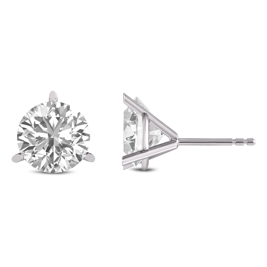 Martini-Set Round Lab Grown Diamond Solitaire Stud Earrings with Pushback