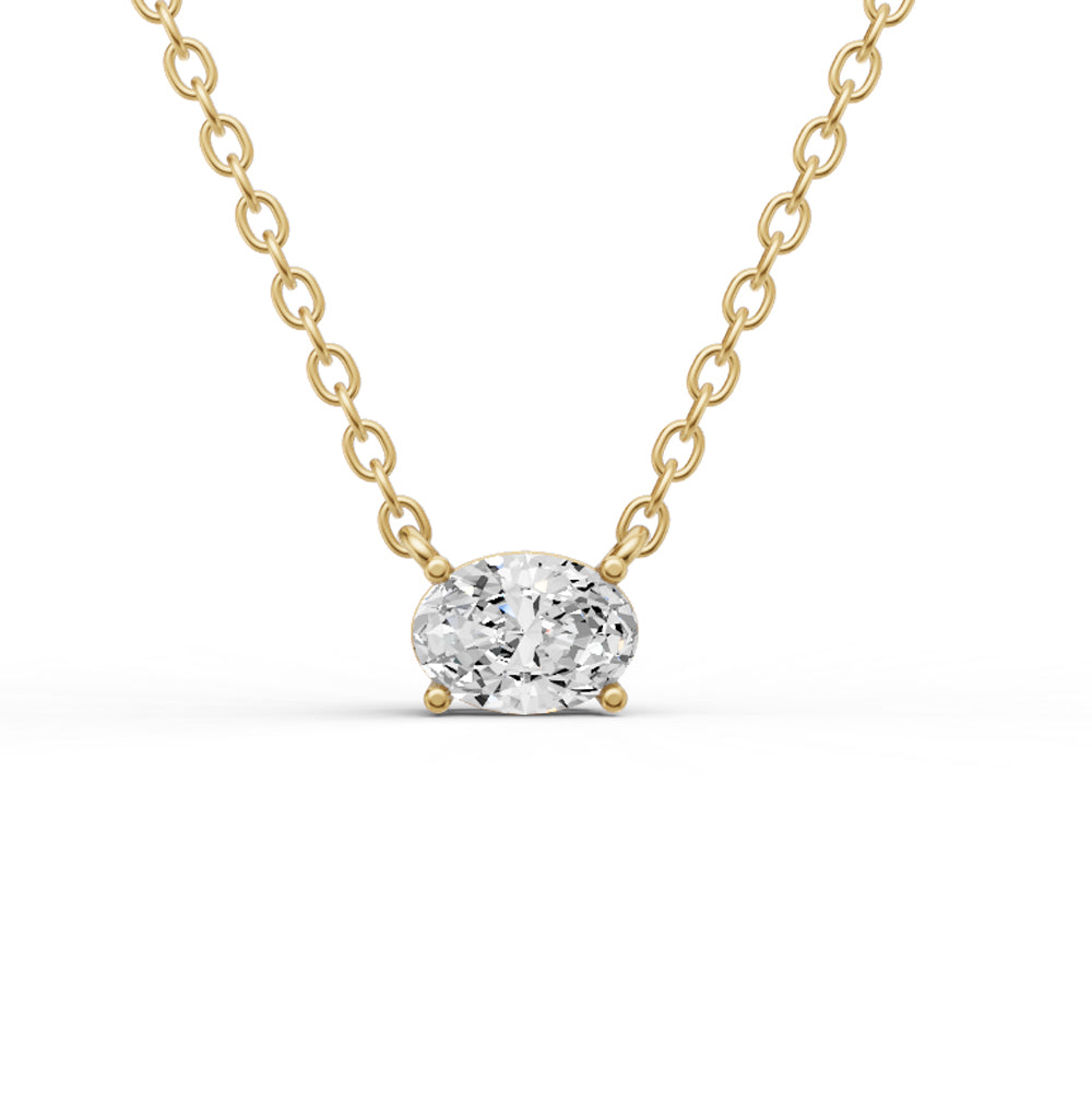 Lab Grown Floating Oval Shape Diamond Solitaire Pendant