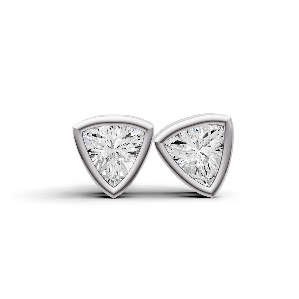 Lab Grown Trillion Shape Diamond Solitaire Earrings with Bezel Setting