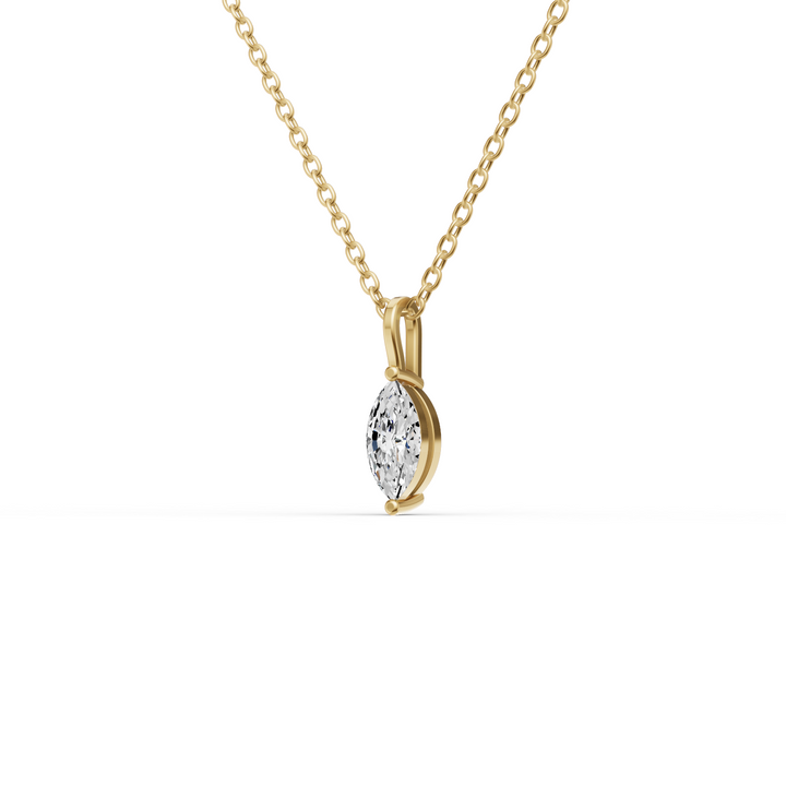 Lab Grown Marquise Shape Diamond Solitaire Pendant with Bail