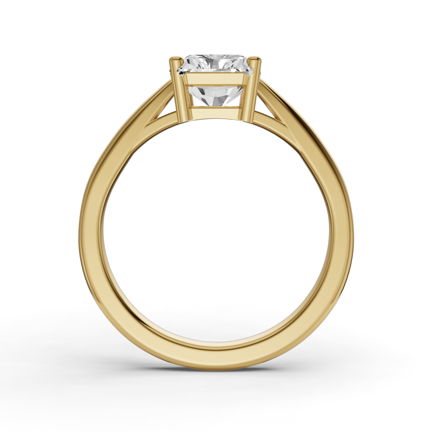 Radiant Cut Lab Grown Diamond Basket Split Shank Solitaire Ring - 14K Yellow Gold
