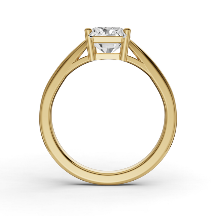 Radiant Cut Lab Grown Diamond Basket Split Shank Solitaire Ring - 14K Yellow Gold