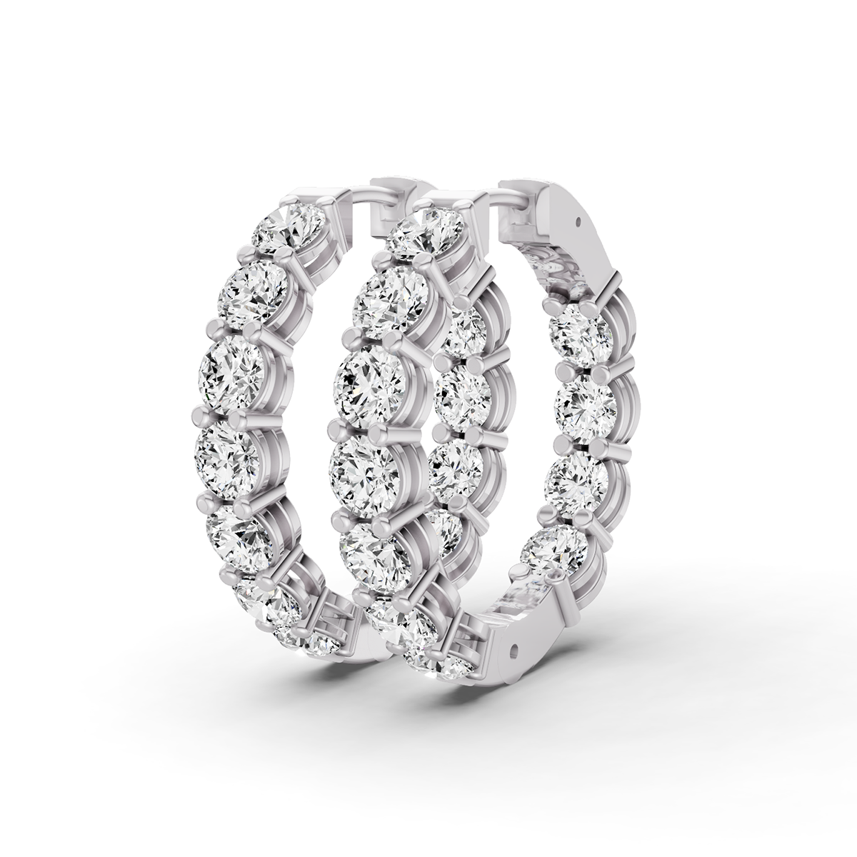 TW  Lab Grown Diamond Round Shape In & Out Hoop Earrings