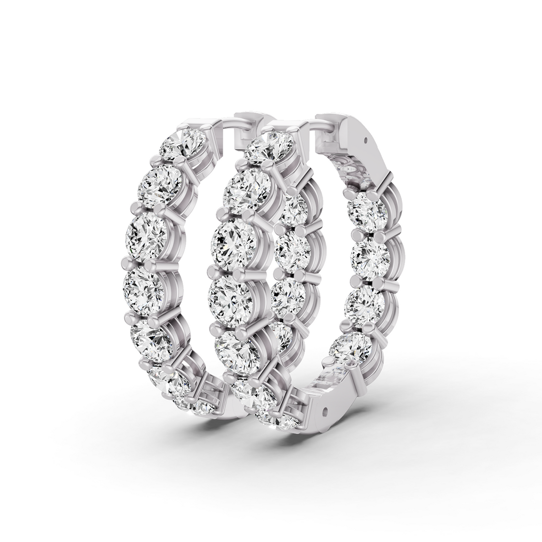 TW  Lab Grown Diamond Round Shape In & Out Hoop Earrings