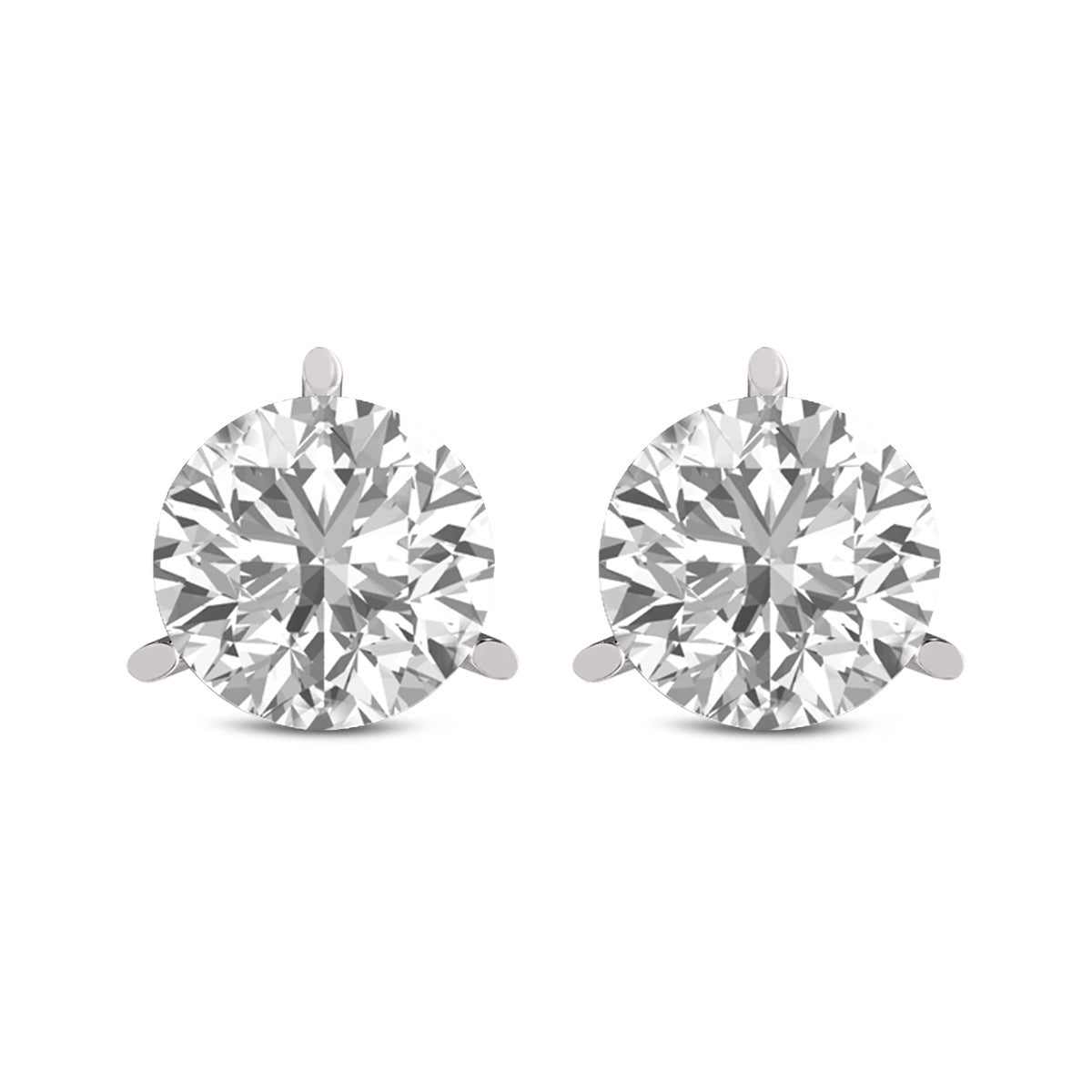 Martini-Set Round Lab Grown Diamond Solitaire Stud Earrings with Pushback