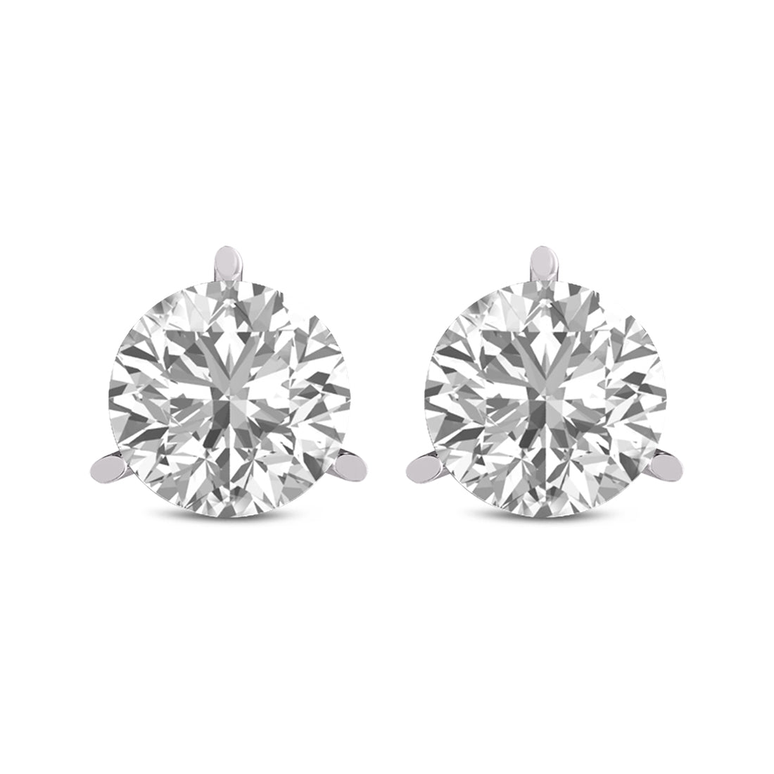Martini-Set Round Lab Grown Diamond Solitaire Stud Earrings with Pushback