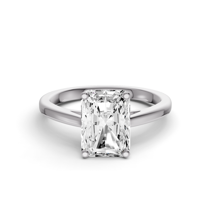 Radiant Cut Lab Grown Diamond Basket Split Shank Solitaire Ring - 14K White Gold