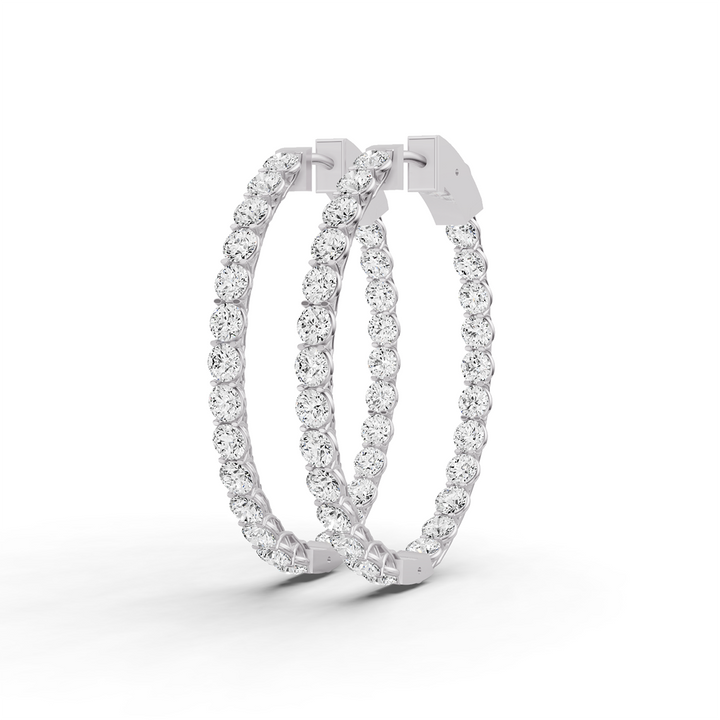 Lucida Setting Oval Shape Diamond Hoop Earrings
