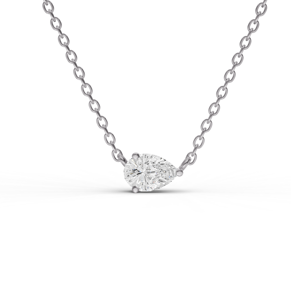 Lab Grown Floating Pear Shape Diamond Solitaire Pendant
