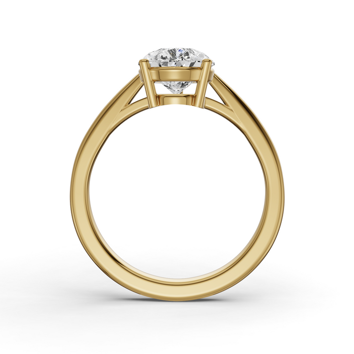 Pear Cut Lab Grown Diamond Basket Split Shank Solitaire Ring - 14K Yellow Gold