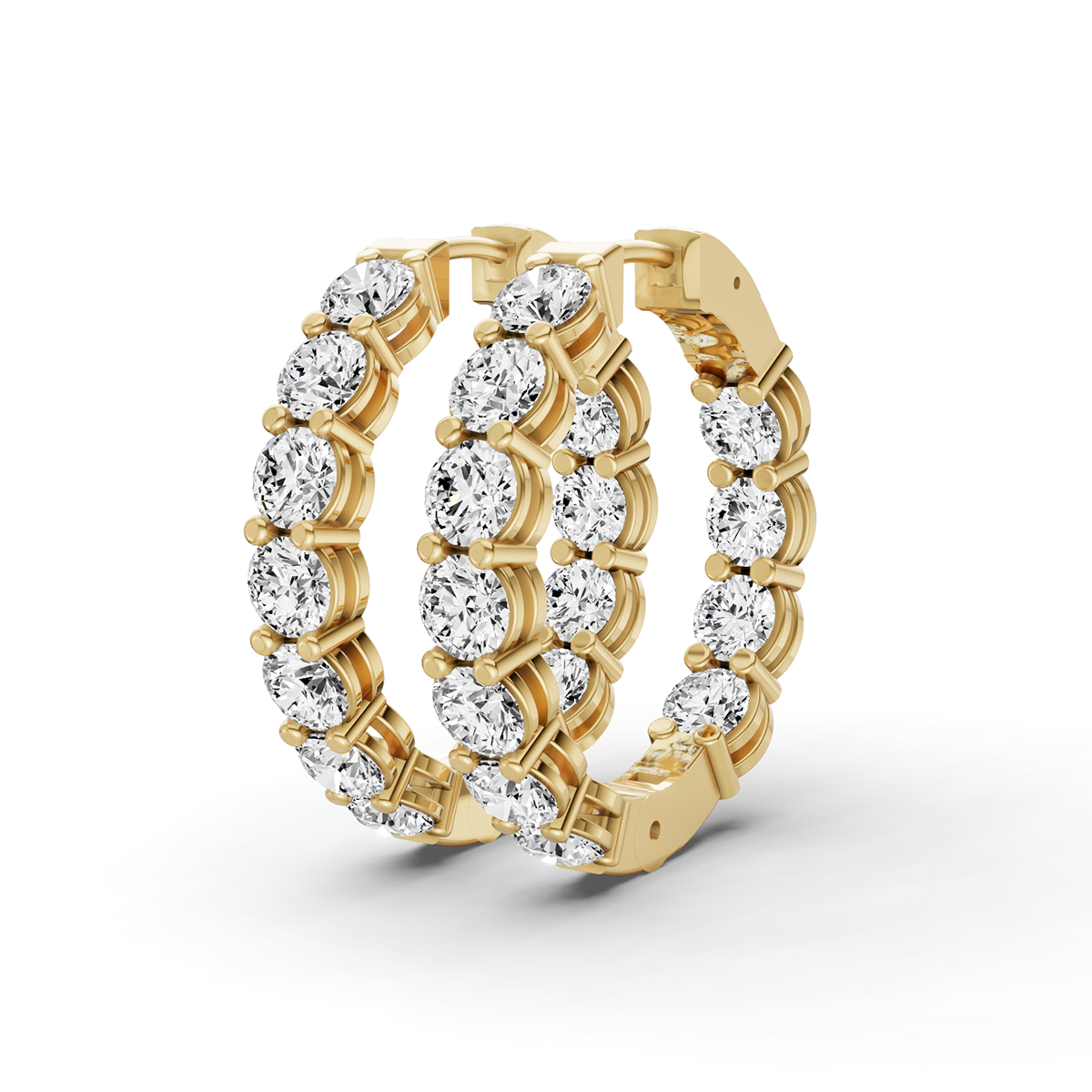 TW  Lab Grown Diamond Round Shape In & Out Hoop Earrings