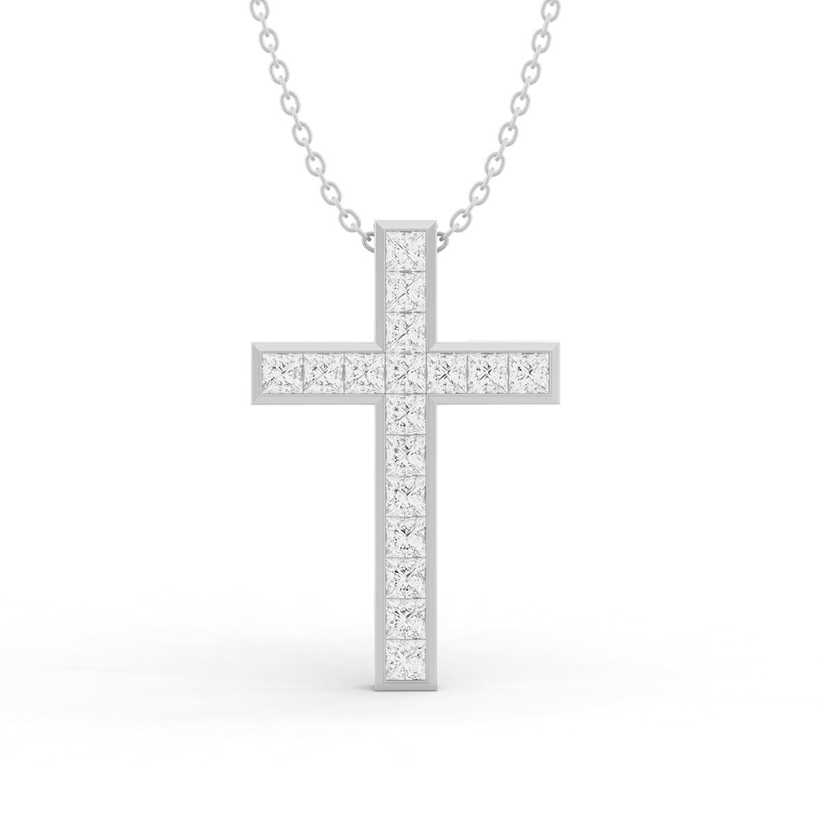 Princess Diamond Bezel Pendent in 14K WG