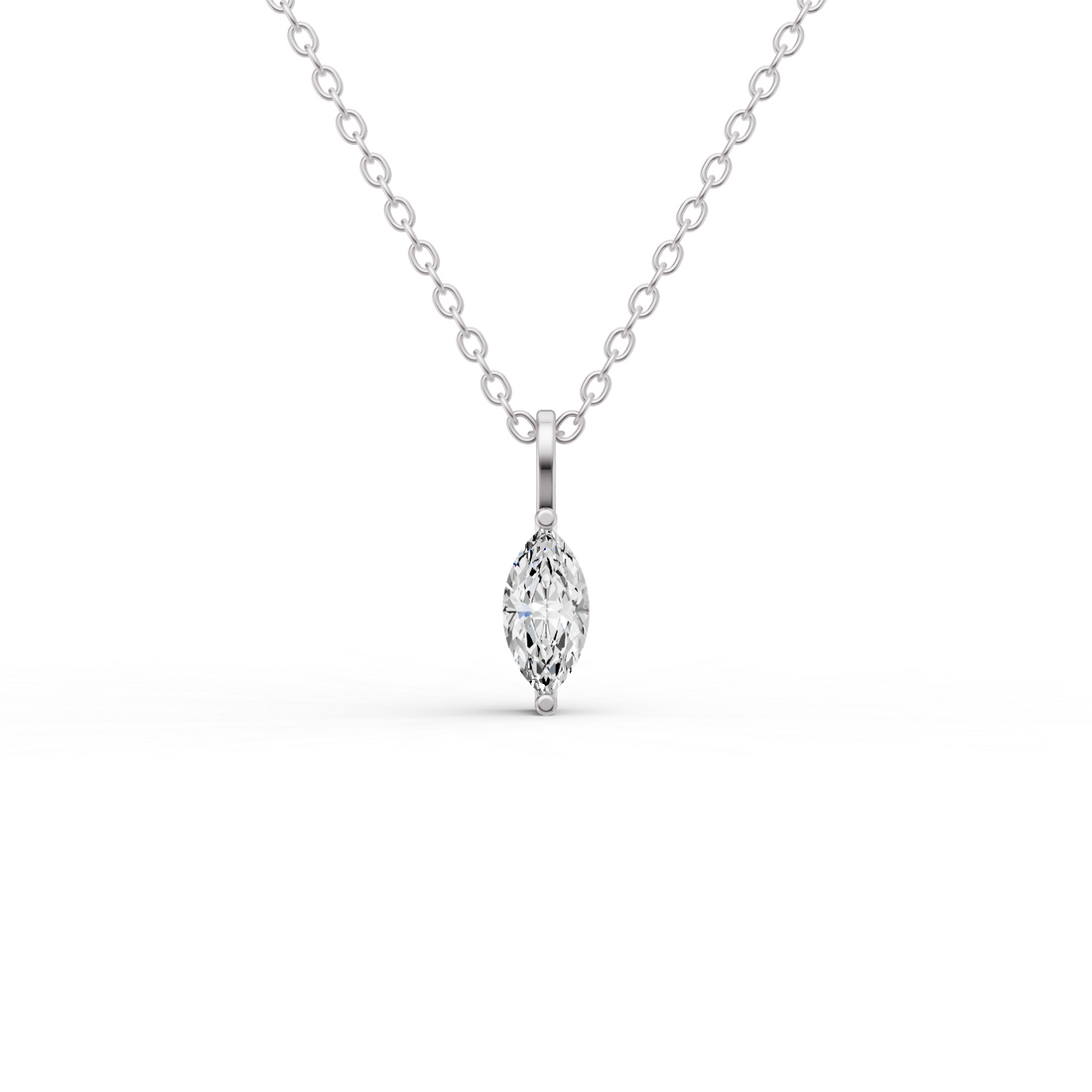 Lab Grown Marquise Shape Diamond Solitaire Pendant with Bail