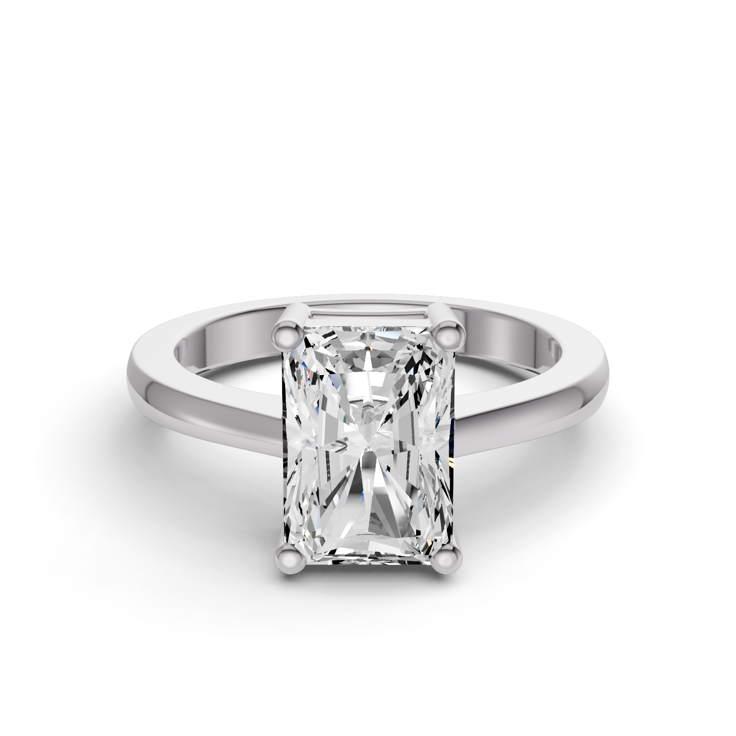 Radiant Cut Lab Grown Diamond Basket Regular Shank Solitaire Ring - 14K White Gold
