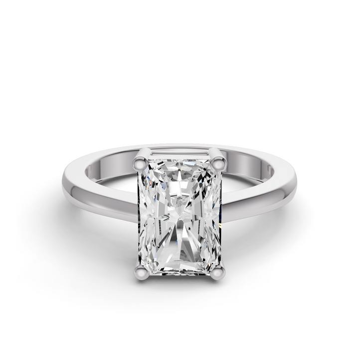 Radiant Cut Lab Grown Diamond Basket Regular Shank Solitaire Ring - 14K White Gold