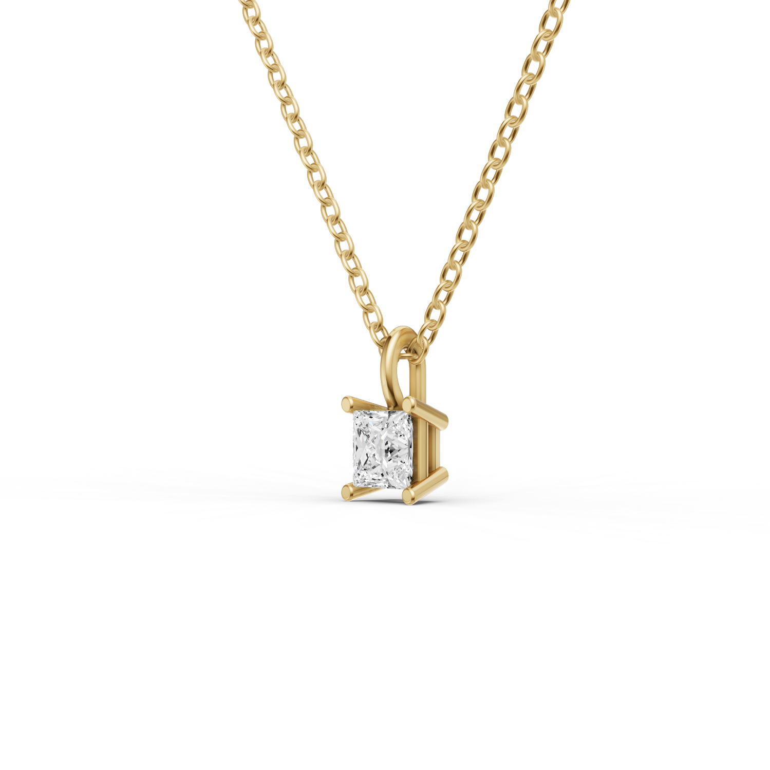 Lab Grown Princess Cut Diamond Solitaire Pendant with Bail