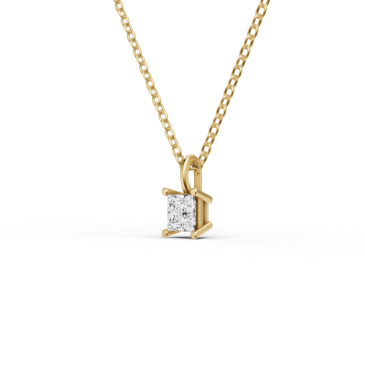 Lab Grown Princess Cut Diamond Solitaire Pendant with Bail